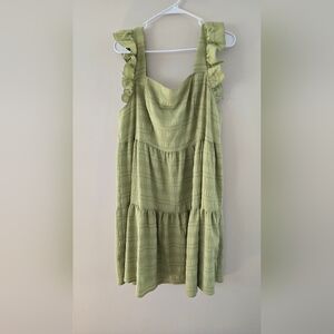 Shein Curve Square Neck Ruffle Straps Tiered Dress 2XL